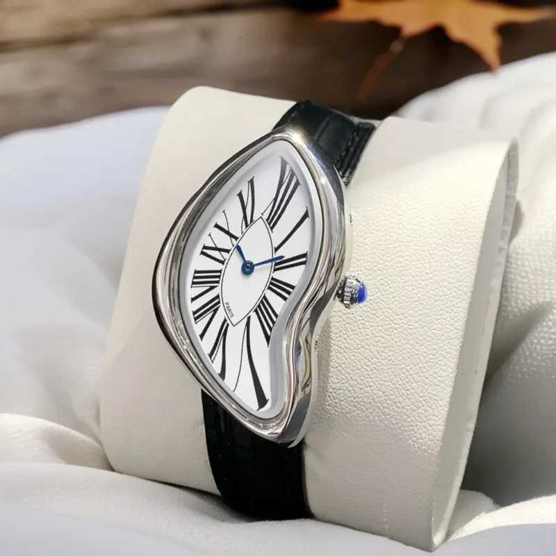 Luxury Men Mens Quartz Wrist Unusual Black Leather Strap White Ran Numerals Dial M Reloj Man Conceptual Clock Y250715