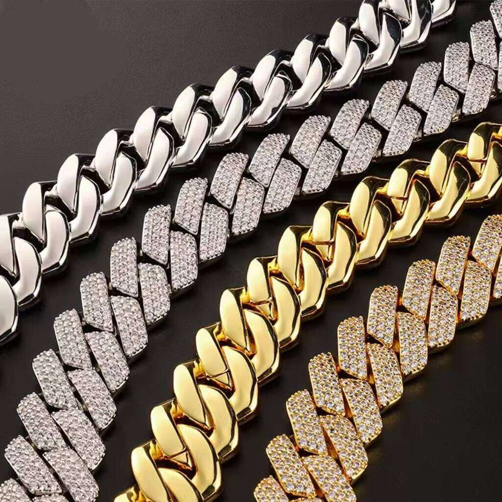 Hip hop jewelry bracelet necklaceDesigner necklace15mm 18mm 20mm Heavy Hip Hop Iced Out Jewelry Silicon Stone Cuban Chain