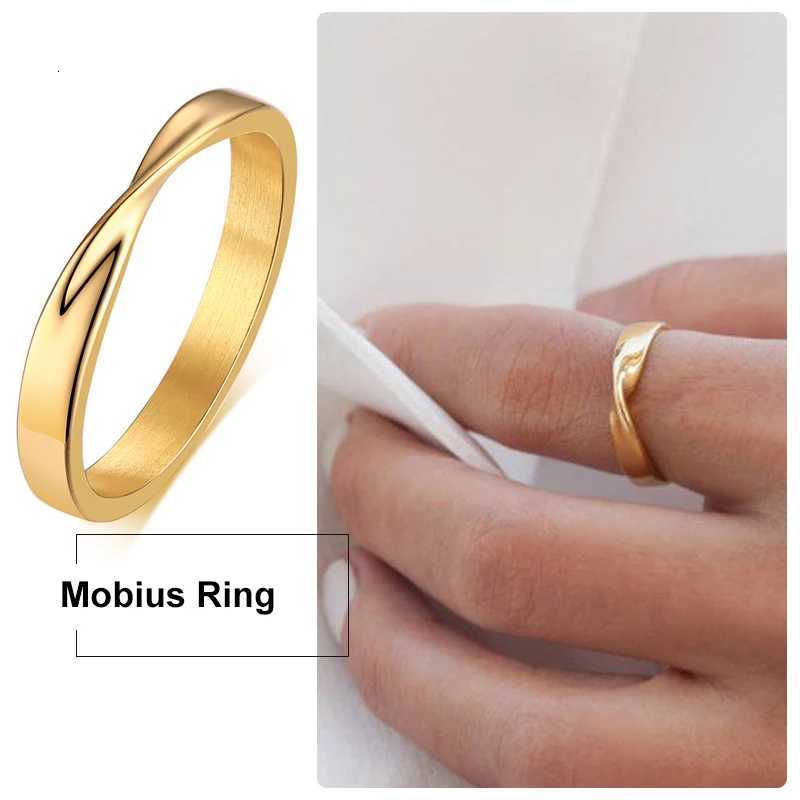 Thin 3mm Womems Mobius Ring Charm Stainless Steel Twist Mobius Wedding Ring Infinite Love Gitfs S250716