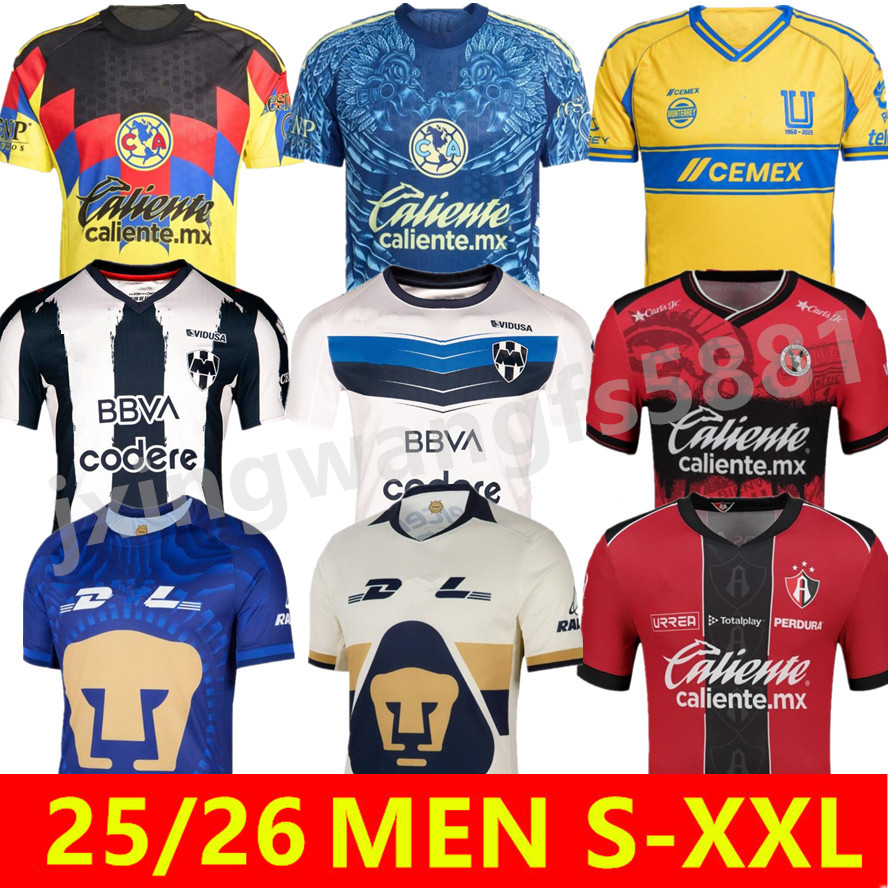 S-3XL 25 26 Liga MX Tijuana Club America Santos Soccer Jersey 2025 2026 Atlas FC NAUL Tigres Chivas Guadalajara UNAM LEON Camisas de Futeboll Cruz Azul Monterrey Shirts