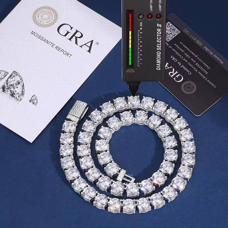 Luxury 10mm Mens Moissanite Tennis Chain VVS1 Prong Iced Side for Women Hip Hop Rapper Style Perfect Christmas Gift
