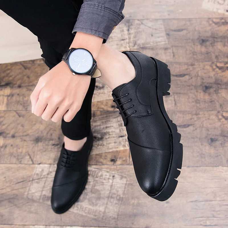 Loafers Pointed Toe Thick Sole Soft Platform Male Casual Shoe Office Moccasin Mens Leather Shoes in Promotion Free Shipping New W250716