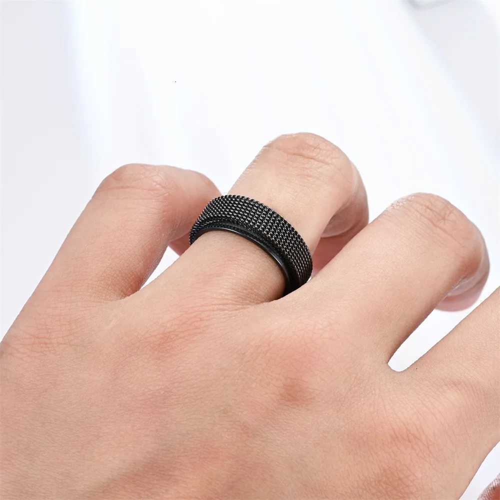 Anti-Stress Rotating Mesh Chain MenS Finger Ring Anxiety Relief Spinning Metal Spinner Fidget Ring Trendy Jewelry Anillos S250716