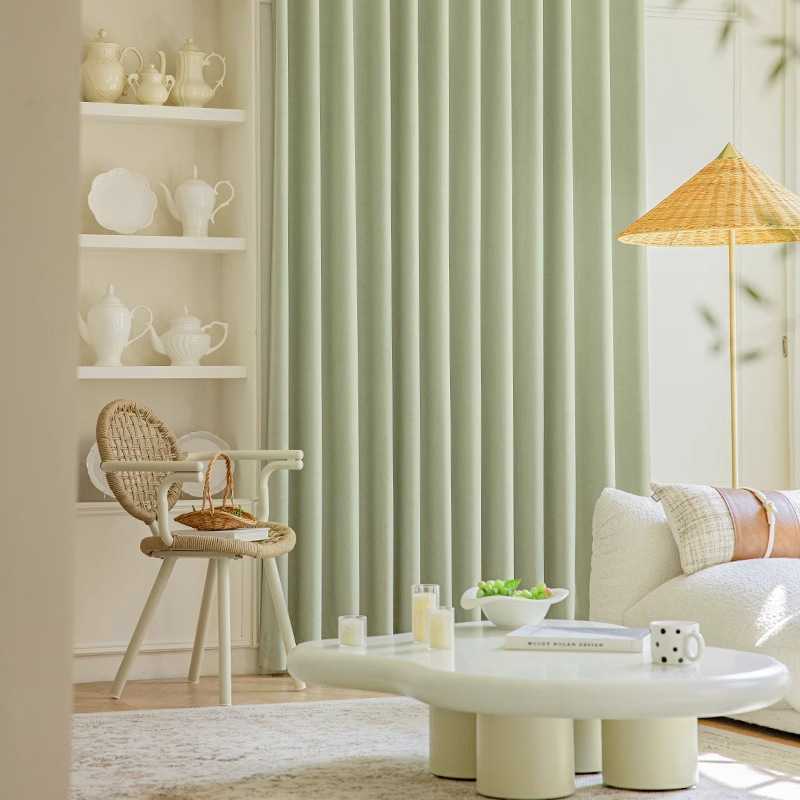 YL-36590 Jacquard chenille cream green curtain blackout fabric 2025 new bedroom high-end living room light luxury modern simplicity