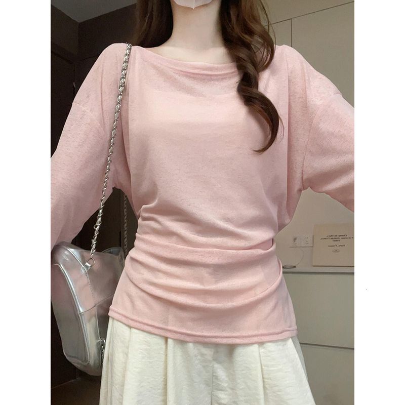 Summer New Women S T Shirt Strappy Lazy Cover Up Loose Long Sleeve For Thin Niche Design Slightly Sheer Sun Protection Outerwear Top Designer