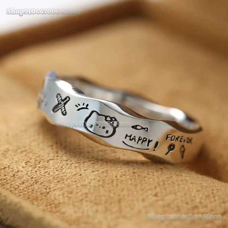 Sanrio Stainless Steel Ring for Girls Fashion Jewelry Charms Accessories Hello Kitty Pochacco Engraving Y2K Couple Xmas Giftw250716