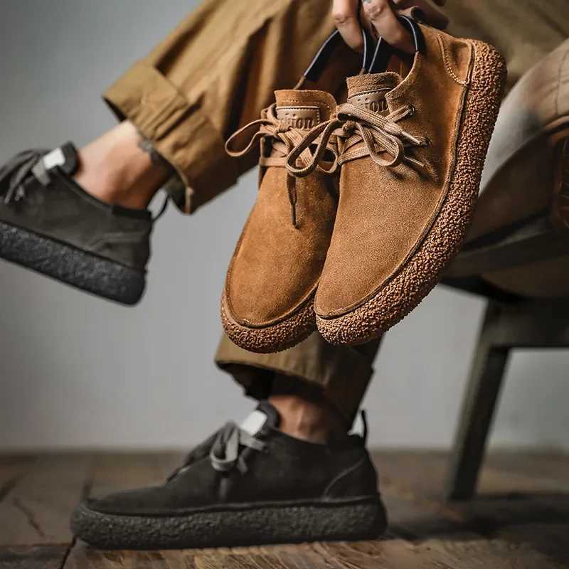 Men Casual Shoes Handmade Comfortable Men Shoes Quality Cow Suede Leather Flat Moccasins Men Sneakers Non-Slip Soft Sole Shoes W250716