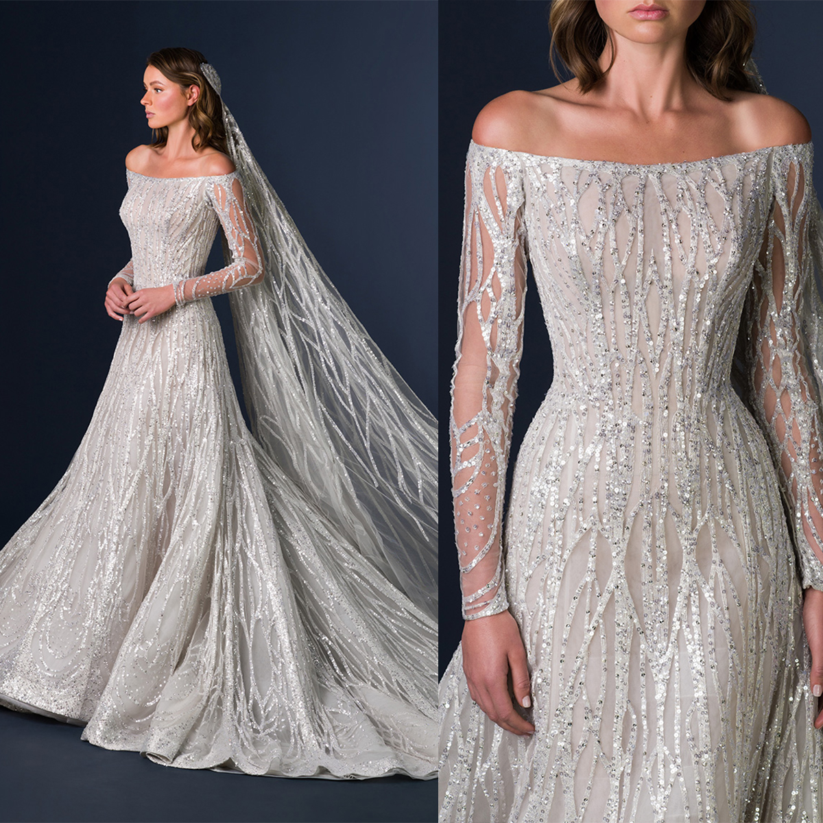 Sexy Mermaid Wedding Dresses Strapless Long Sleeves Rhinestones Lace Special Occasion Vestido De Noiva Customized