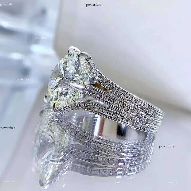 10ct Choucong Brand Wedding Rings Jewelry Real 100% Sterling Sier Round Cut Moissanite Dia Zircon Party Eternity Women Bridal Ring Gift Never fade