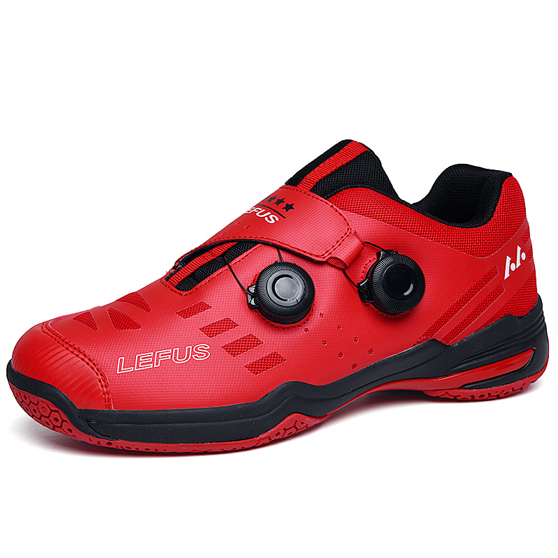 Badminton shoes with rotating buckle, no lace, breathable, anti-slip, ultra-light professional training shoes for men