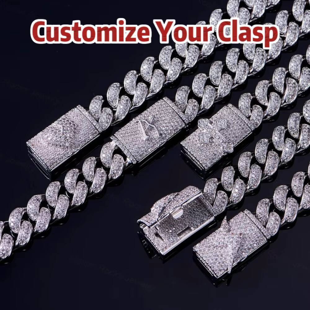 Hiphop 14mm Big Size 925 Sterling Silver VVS Iced out Moissanite Necklace Cuban Link Chain Cuban Chain Style