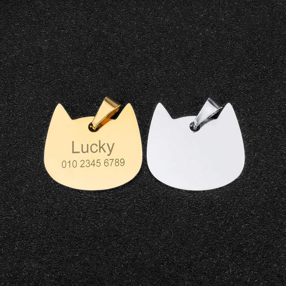 Name Personalized ID Tags Cat Collar Golden Silvery Nameplate Custom Dog Name Anti-lost Pendant Pet Collar Accessories LL250716