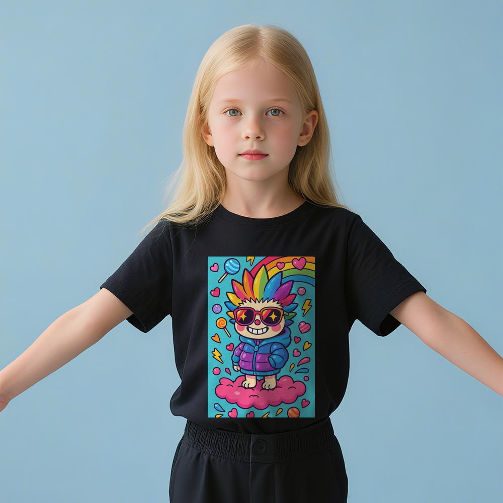 ddmywed Boy and girl Children's T-shirt T-shirt with an image of a cartoon character on it