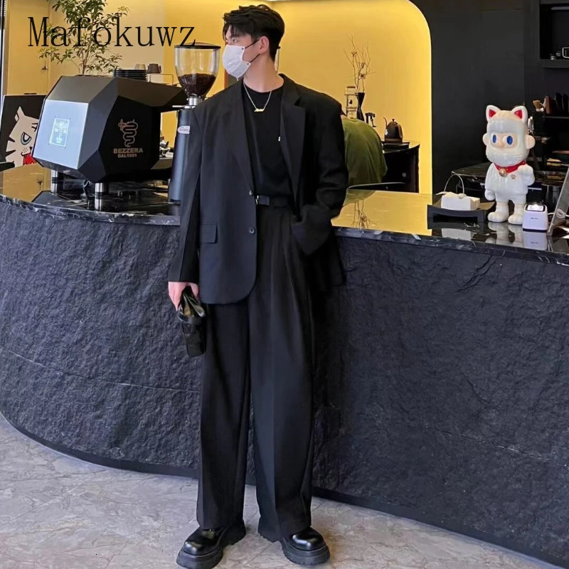 Spring Autumn Lapel Blazers Set Fashion Casual Loose and Handsome High Street Jackets Trousers Bottoming Shirt Suit Male Clothes 250715