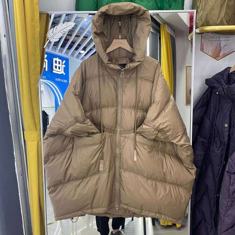 Janveny 90% White Duck Down Jacket Women Winter Long Puffer Coat Hooded Thicken Female Loose Korean Warm Feather Parkas MDNG