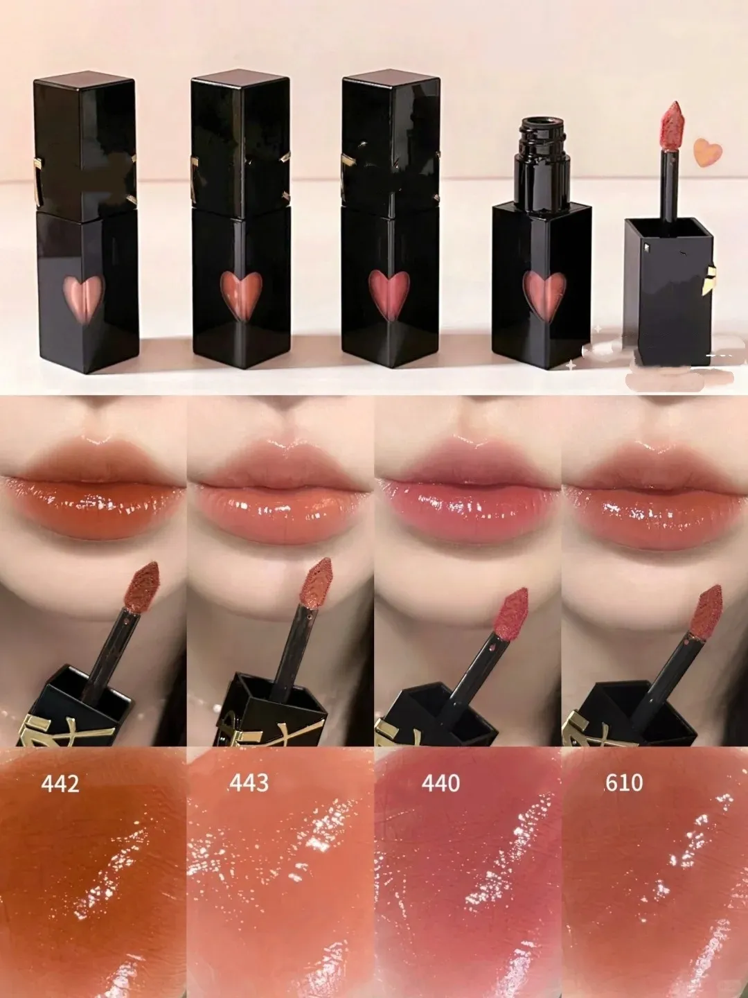 Brand Makeup Embossed Black Tube Heart-shaped Lip Gloss Red Matte And Lustre Lipstick Rouge A Levres 5.5ML Lips Cosmetic