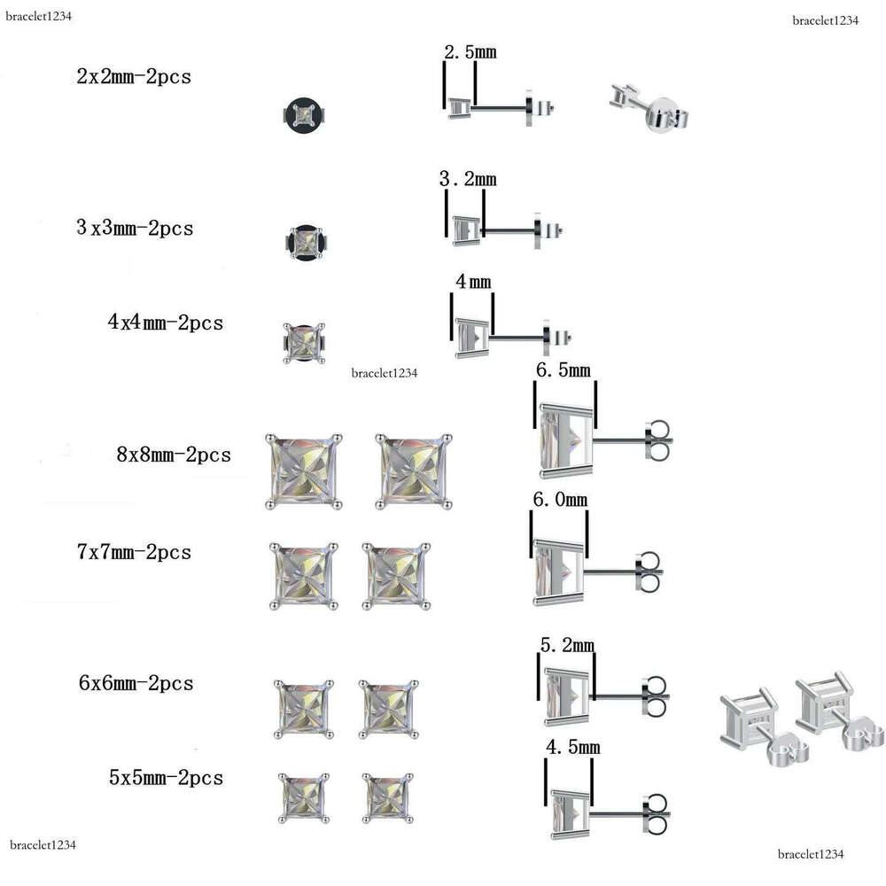 Wholesale Price VVS1 D Clarity Princess Cut Moissanite Custom Jewelry Personality 14k Gold Sterling Sier Earrings