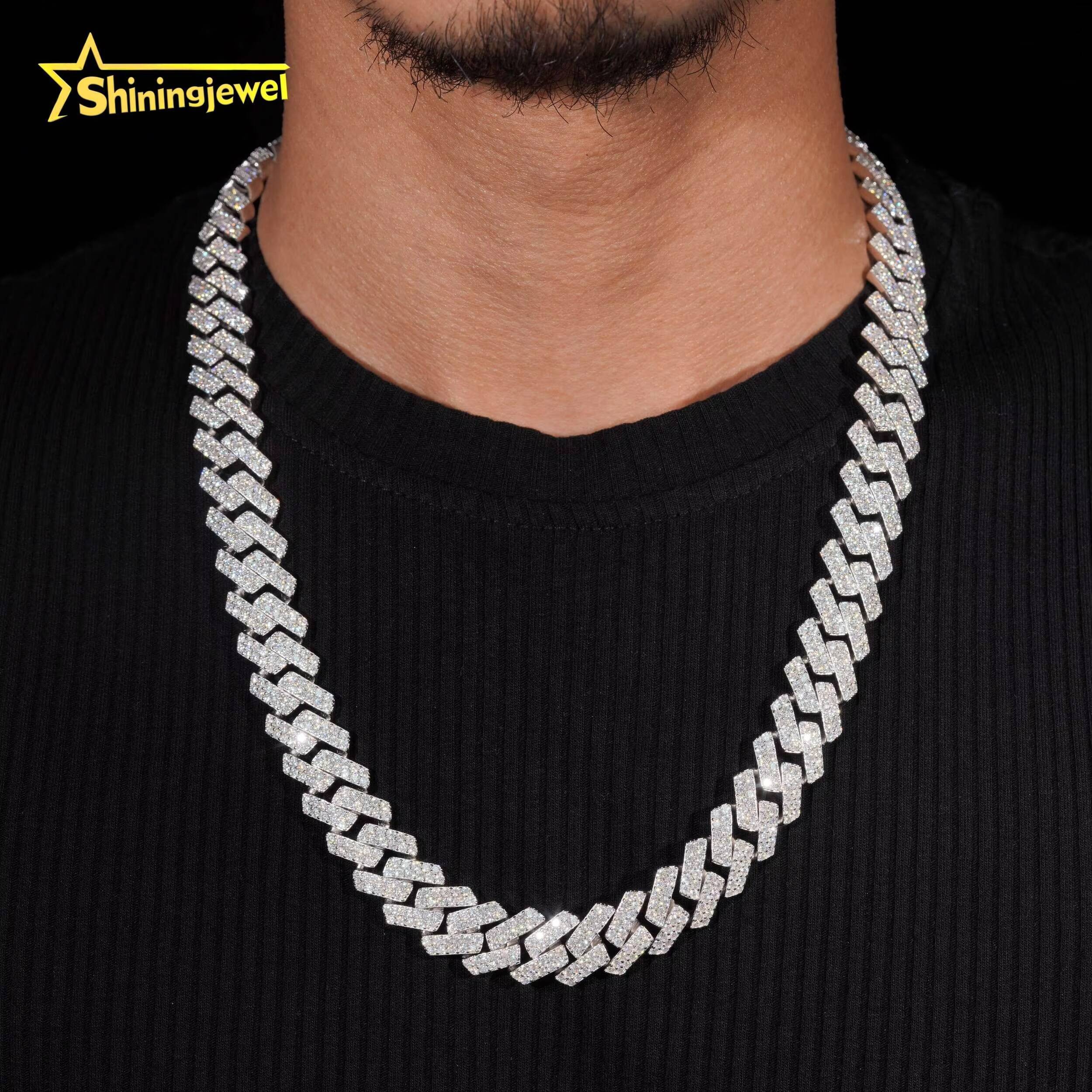High Quality Low Price 925 Silver Hip Hop 16mm Iced Out GRA Certificate Moissanite Cuban Link Chain