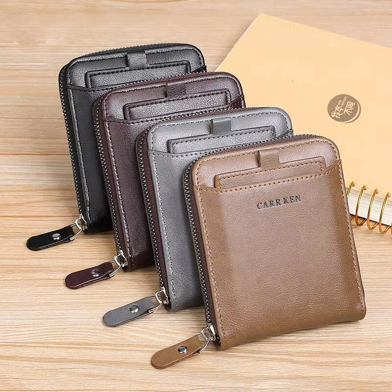 Mens wallet made of leather Wax oil skin purse for men Coin Purse Short Male Card Holder Wallets Zipper Around Money Bag 2022 ddmynov