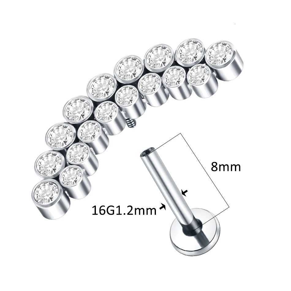 1PC Titanium Cubic Zirconia Tragus Helix Piercing Stud Earrings for Women Internally Threaded Labret Piercing Lip Ring Jewelry y250715