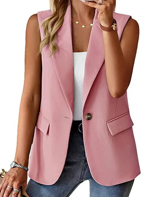 Womens Suit Vest Solid Color Office Casual Top Cardigan Loose Simple Coat for Women 250715