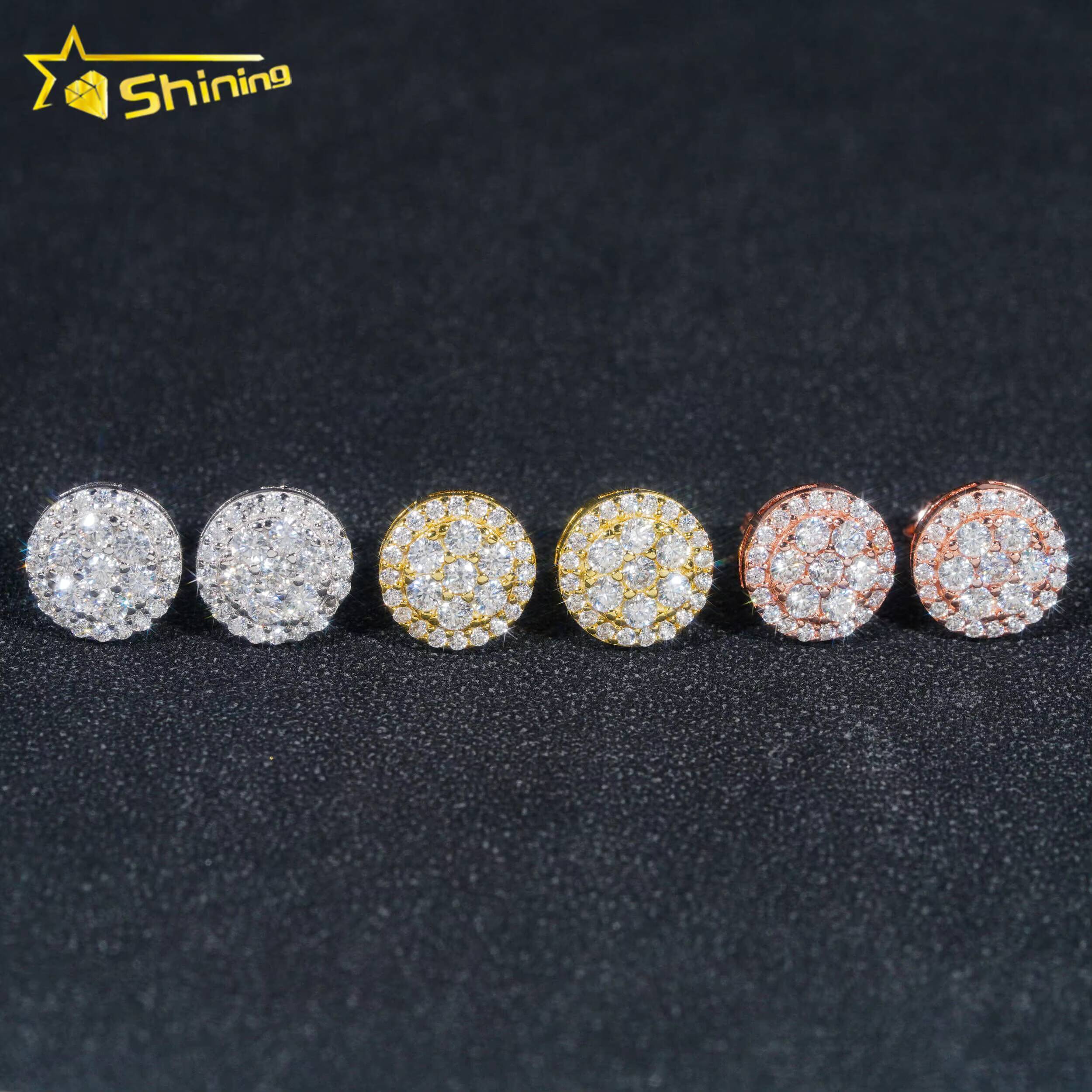 Gra Certificate Pass Diamond Tester Iced Out Hip Hop Jewelry Popular 925 Sterling Silver VVS Moissanite Stud Earrings