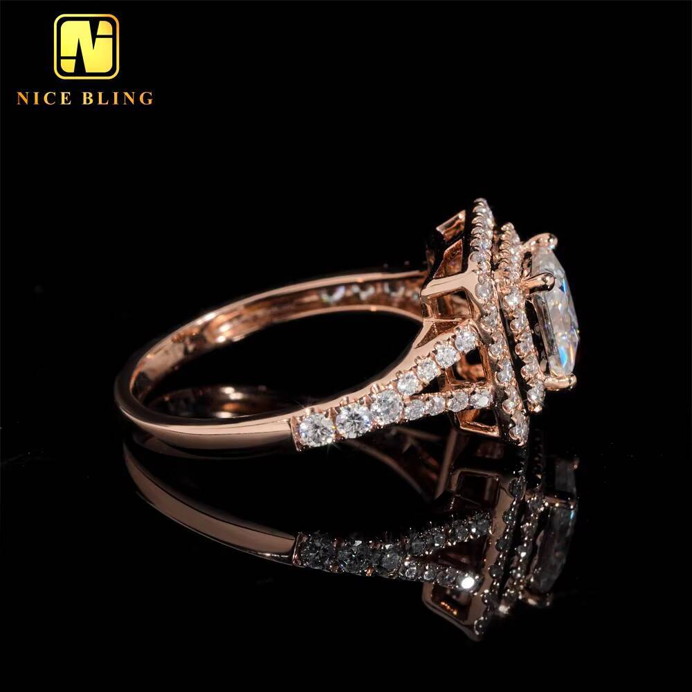 Wholesale Price Diamond Wedding Rings Women 14K Real Gold Princess Cut Ring VVS Moissanite Engagement Ring for Women
