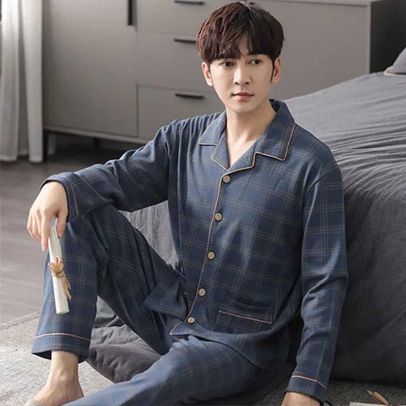 Cotton Cartoon Elephant Mens Pajamas Long-Sleeved Cardigan Sleepwear Loungewear Young and Middle-Aged Students Casual Homewear W250717
