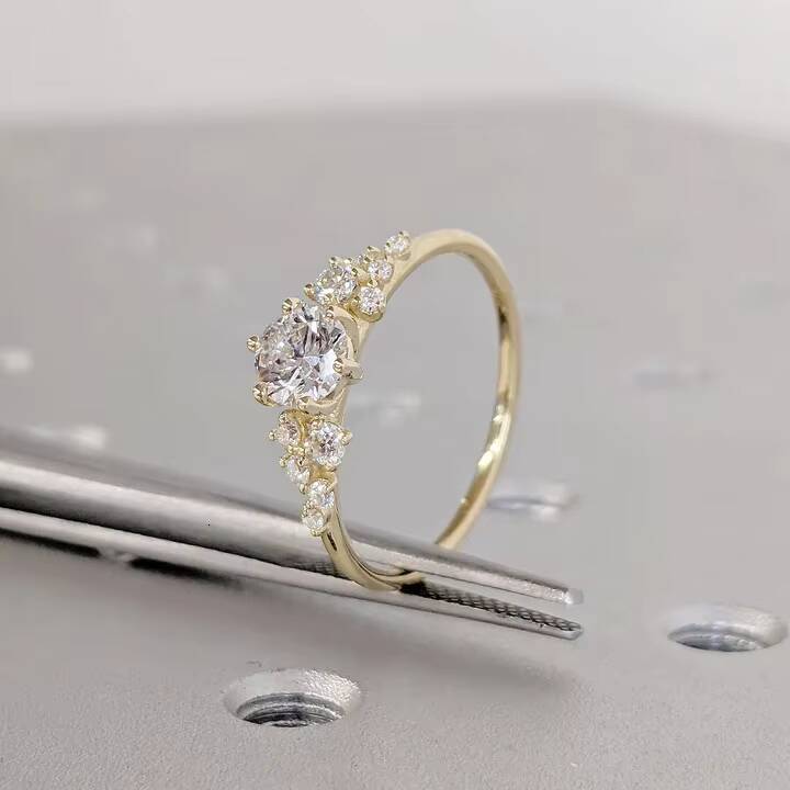 Enchanting Elegance Elisa Wholesale VVS Moissanite Diamond Rings 10K 14K 18K Solid Yellow Gold Engagement Wedding Jewelry