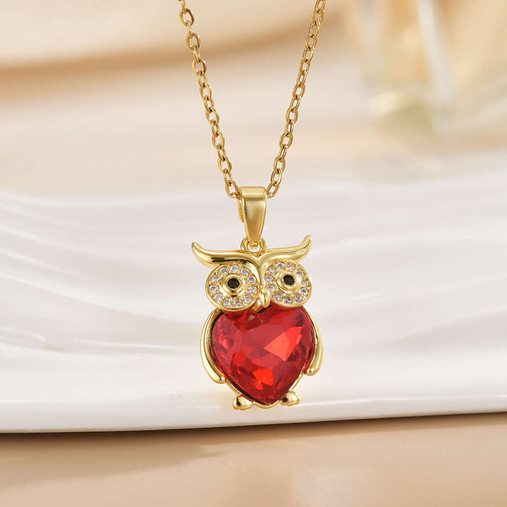 Necklace For Women Simple Creative Crystal Owl Pendant Jewelry Niche Design 8F4