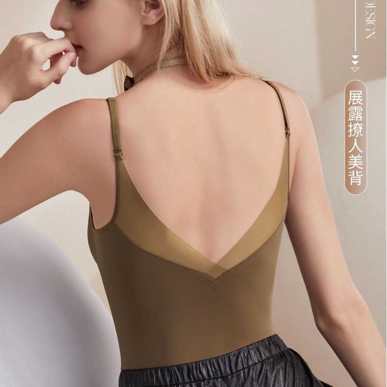 Authentic 5603 Live Traceless Satin Silk Care Outer Wear with Built-in Bra Pads No Needed Camisole Vest