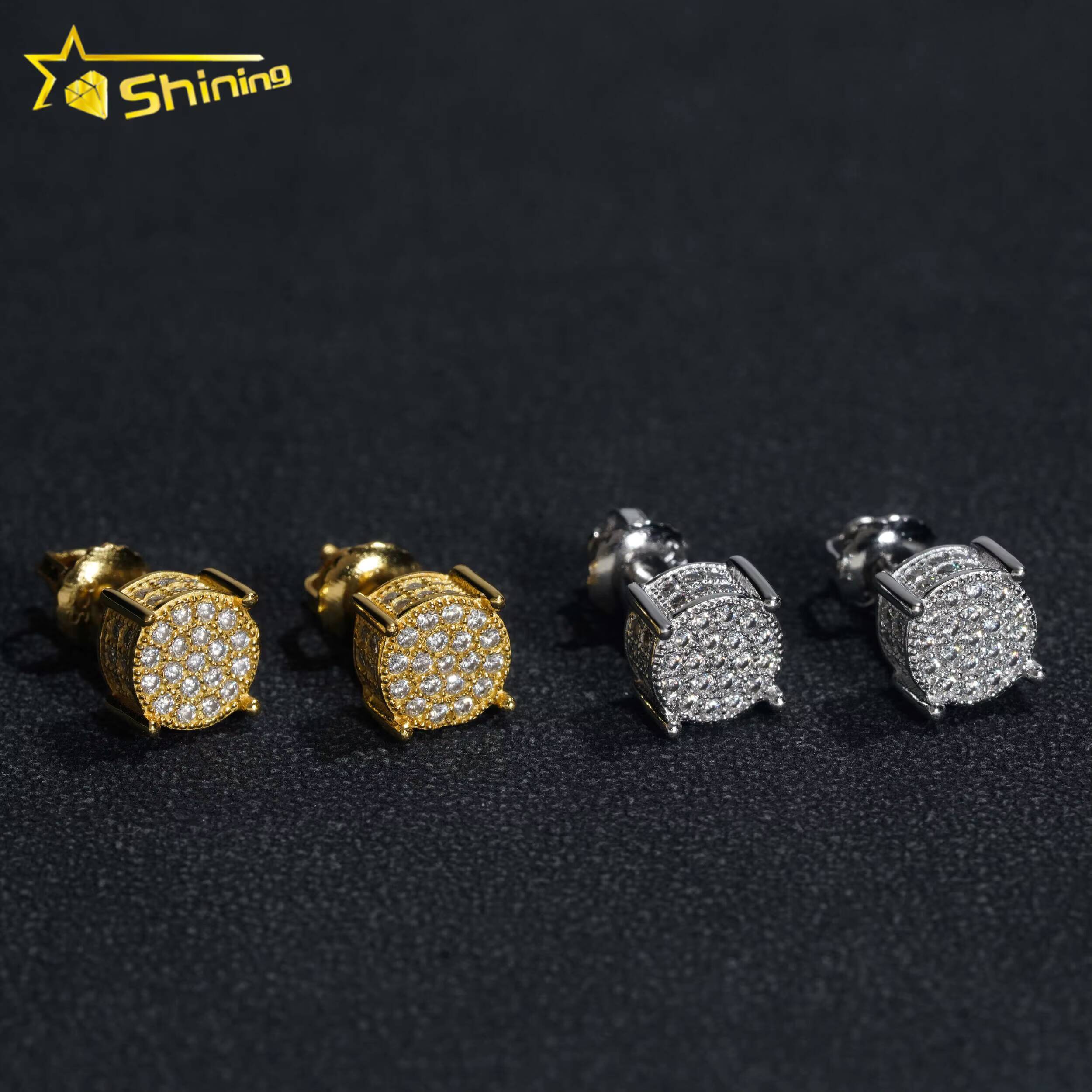 Hip Hop Jewelry 925 Sterling Silver Moissanite Diamond Earrings GRA Certificate Diamond Stud Earrings Screw Back