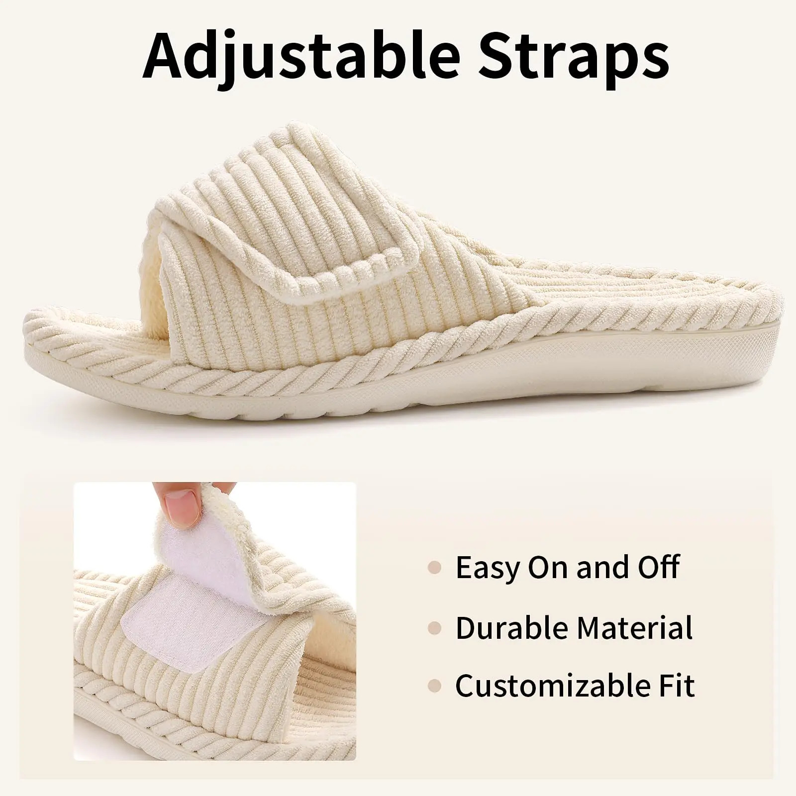 Comwarm Womens Open Toe Fuzzy Slippers Fashion Indoor Cozy Fur Line Non-slip House Slippers Female Soft Warm Cotton Slippers 250716