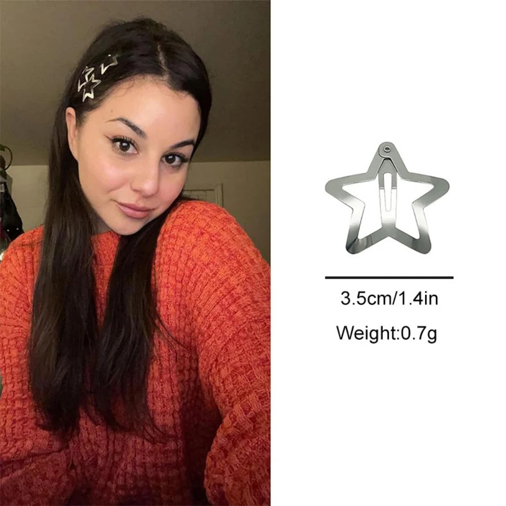 50PCS/lot Silver Star Hair Clips for Girls Filigree Star Metal Snap Clip Women Simple BB Hairpins Barrettes Hair Accessories 250716