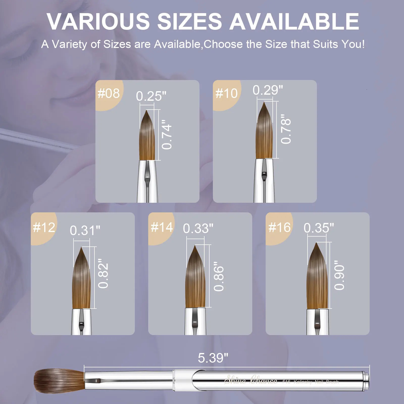 Shine Chance Acrylic Nail Art Brush 100% Pure Kolinsky Hair Oval Nail Brush for Acrylic Application Professional Nail Brush 250716