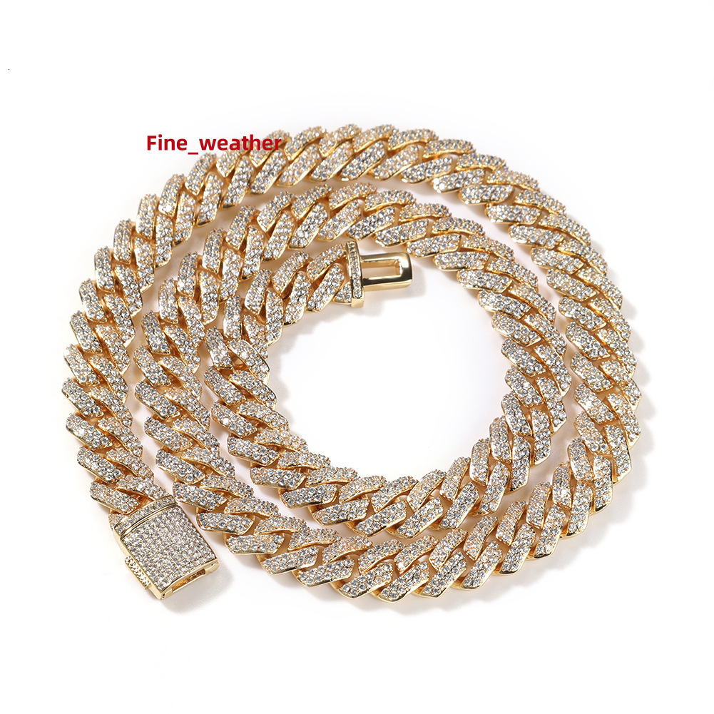 Fashion Jewelry Pendant Necklace 10mm Zircon Strip Cuban Chain Necklace Hip Hop Necklace