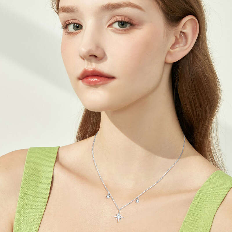 Ins Style Moissanite Hexagram Necklace For Women S Pure Sier Starry Sky Clavicle Chain Live Broadcast 06B