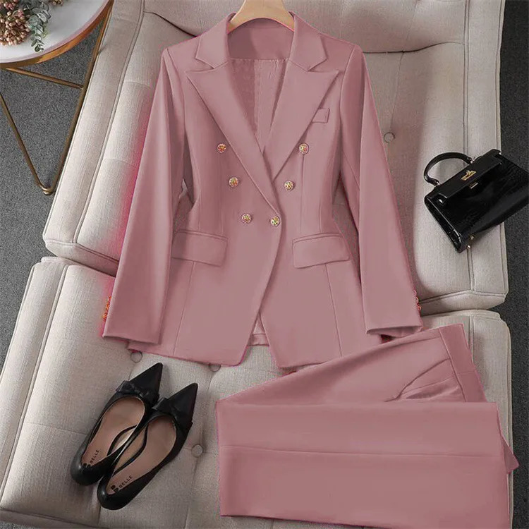 Casual Long Sleeve Blazer Pant Sets Suits For Woman 2025 Fashion 2 Pieces Set For Women Office Lady Coats Jackets 250715