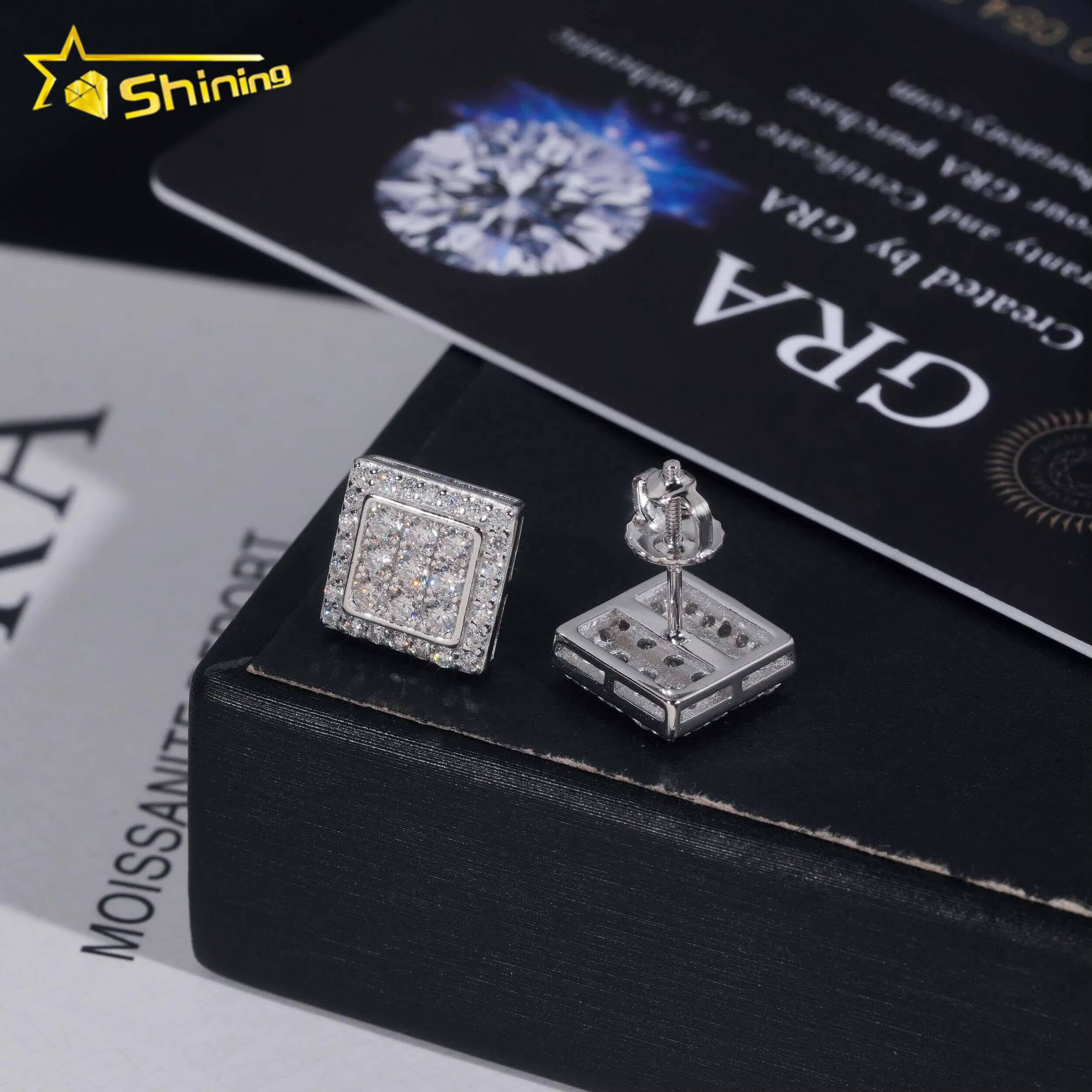 Hight Quality New Arrival Pass Diamond Tester GRA VVS Lab Diamond Fully Iced Out 925 Silver Jewelry Moissanite Stud Earrings
