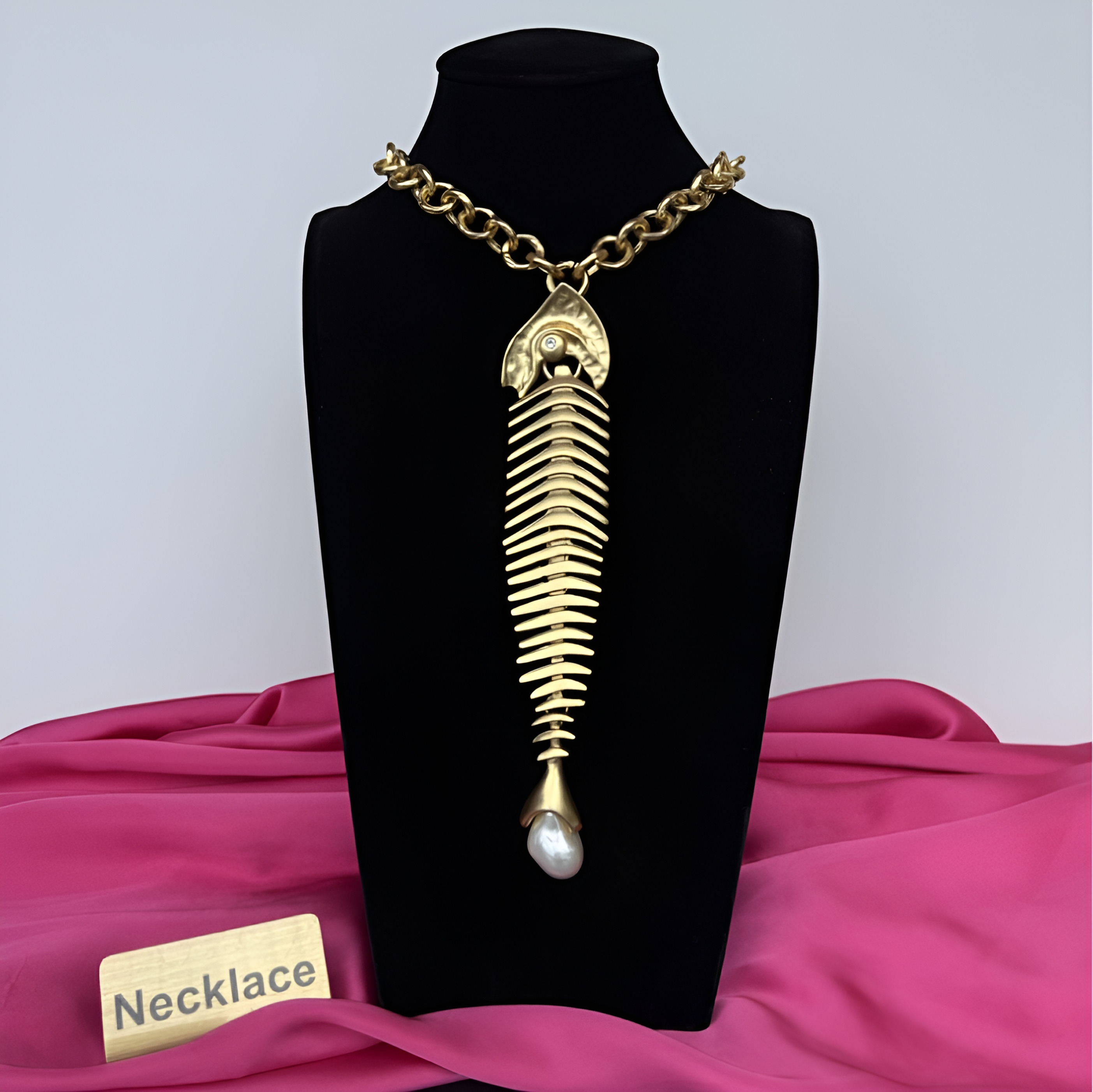 New Designed Women Fishbone Choker Oversized Fish Skeleton Chain Necklace Designer Luxury Jewelry Designer Jewelry Schiaparelli-n03-16