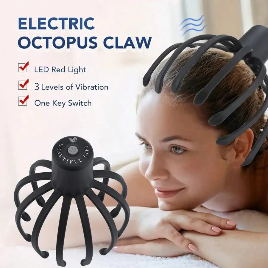 Electric Octopus-Shaped Scalp Massager Hand-Free Head Scratcher For Relieving Hair Stimulation. Rechargeable And Stress Relief 250716