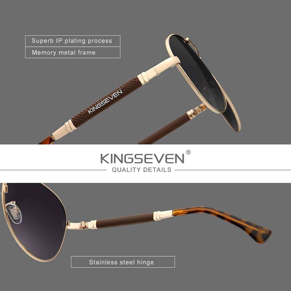 KINGSEVEN Pilot Sunglasses Quality Titanium Alloy Polarized UV400 Trendy Glasses For Men Women Driving Eyewear