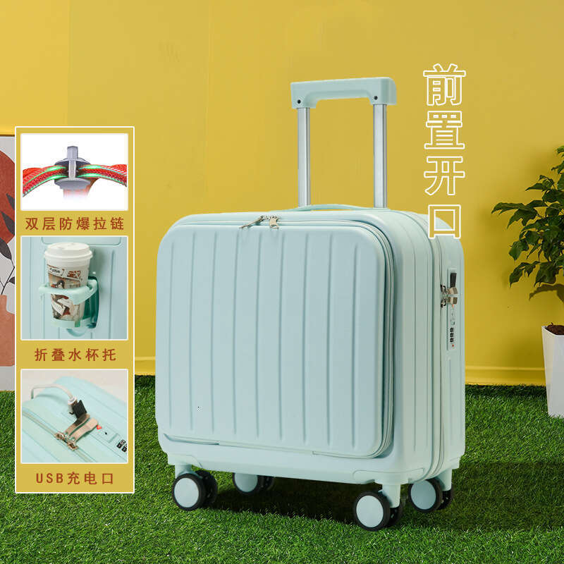 Women's Carry-on 18inch Multi-functional Small Suitcase Gift Rolling Luggage Travel Password Box Printed