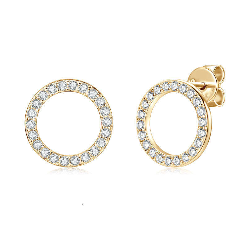 Tiktok Live New Simple Versatile Round Moissanite Sier Internet Celebrity Same Style Niche Personality Earrings C2e