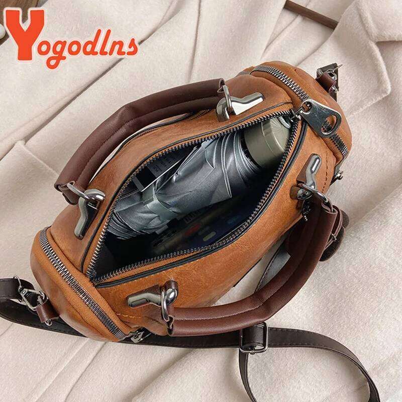 Yogodlns New Flowers Pendant Handbag Women's Fashion Boston Bags Single Shoulder Ladies Crossbody PU Messenger Bag