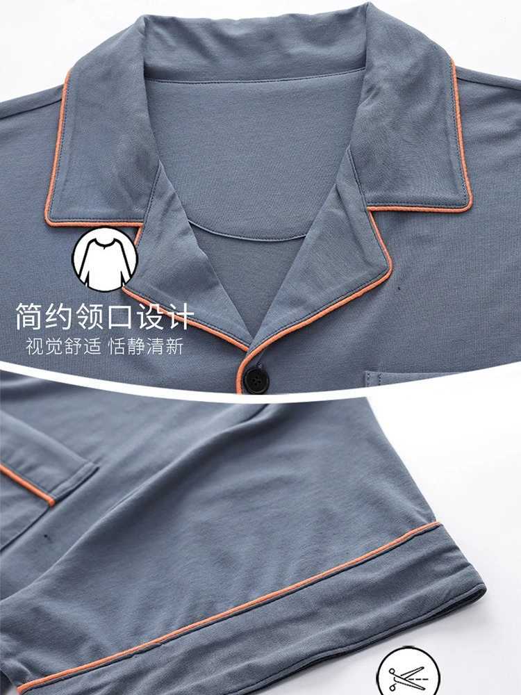 Plus Size Mens Modal Pajamas Set Summer Short Sleeve Cardigan Long Pants Homewear Suit Korean Youth Casual Loose Sleepwear W250717