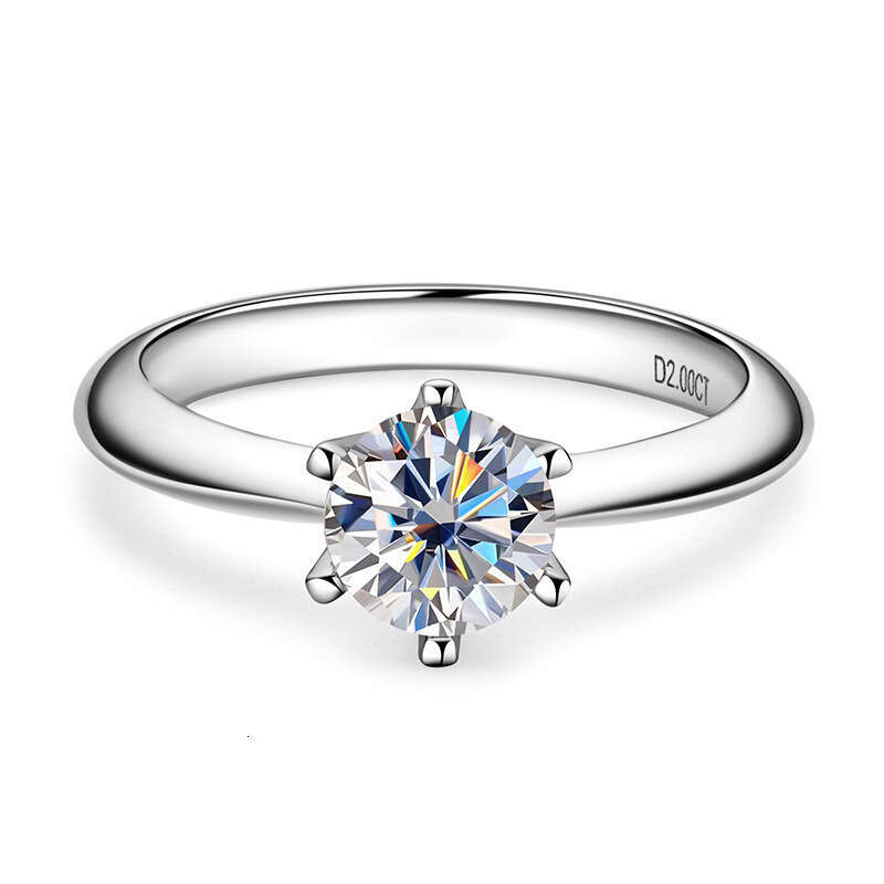 1688 Selectedclassic Six-Prong D Color Moissanite Silver Gold-Plated T Brand Ring For Women 373