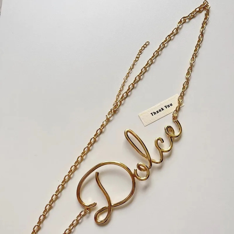 Small Fragrant Style Retro Letter Waist Chain Womens Dress Pants Decorative Metal Chain Belt 250716