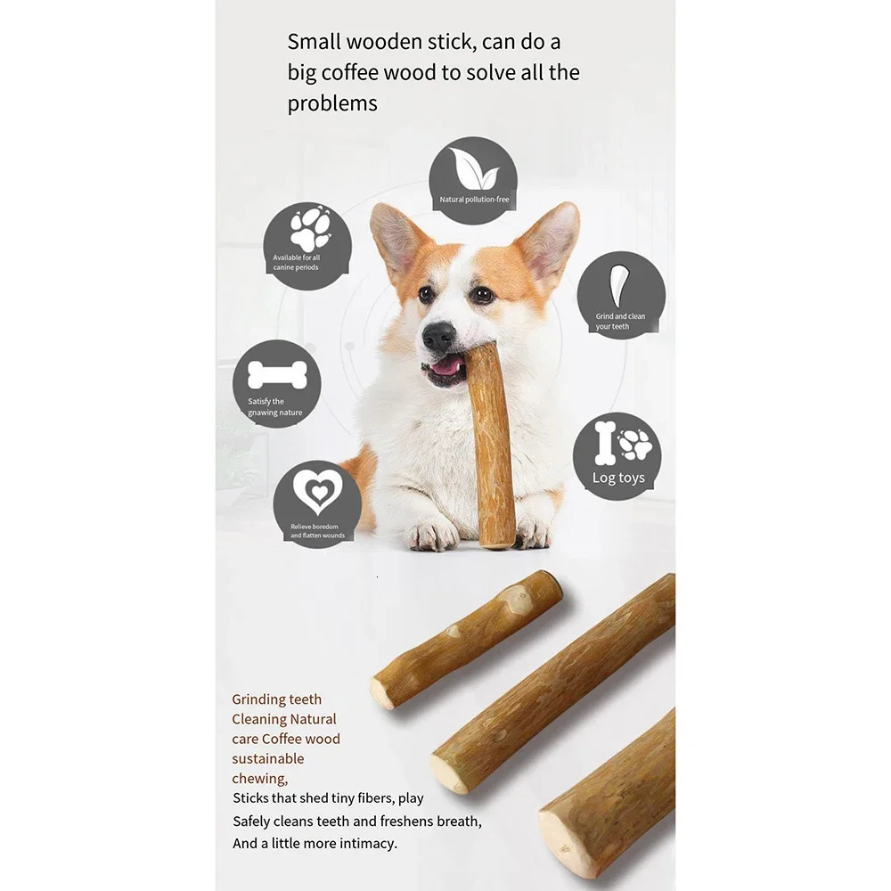 Heavy Duty Canine Coffee Wood Chew Toys Natural Puppy Chew Sticks Dog Chew Stick Toys for Dental Stress Relief 250714