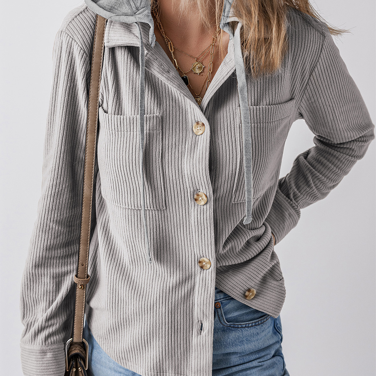 new Free shipping designer coat for women Collar buckle cardigan purse fashionable hooded drawstring striped jacket